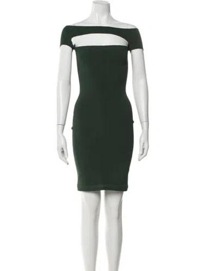 Pre-owned Khaite Off-the-shoulder Mini Dress In Green