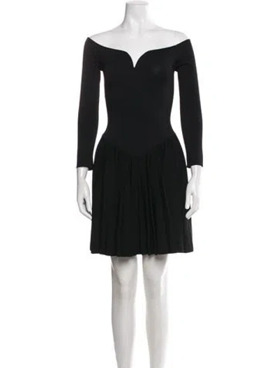 Pre-owned Khaite Off-the-shoulder Mini Dress W/ Tags In Black