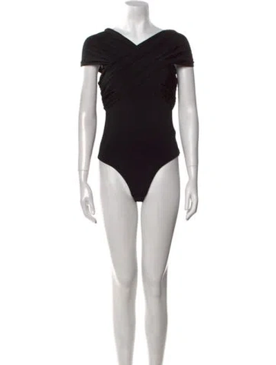 Pre-owned Khaite Off-the-shoulder Short Sleeve Bodysuit In Black
