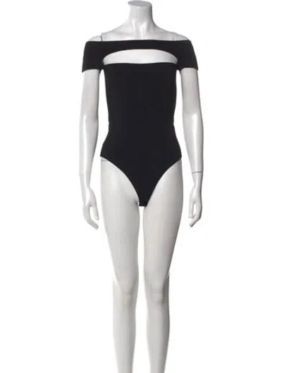 Pre-owned Khaite Off-the-shoulder Short Sleeve Bodysuit In Black