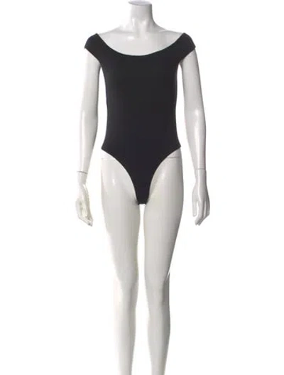 Pre-owned Khaite Off-the-shoulder Short Sleeve Bodysuit In Black
