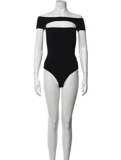 Pre-owned Khaite Off-the-shoulder Short Sleeve Bodysuit In Black