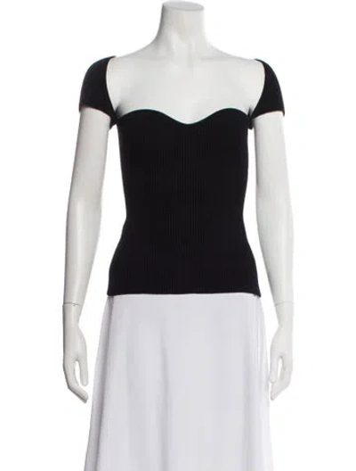 Pre-owned Khaite Off-the-shoulder Short Sleeve Top In Black
