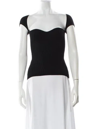 Pre-owned Khaite Off-the-shoulder Short Sleeve Top In Black