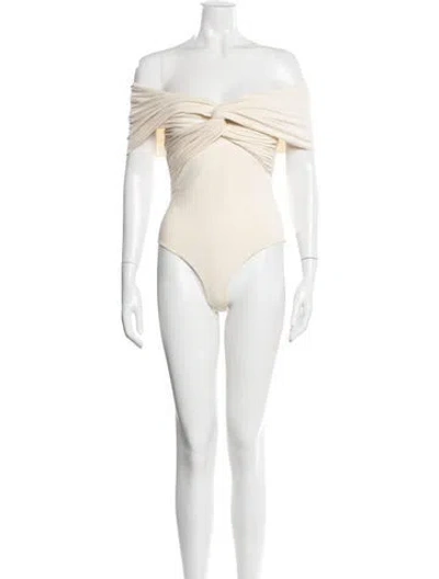 Pre-owned Khaite Off-the-shoulder Sleeveless Bodysuit In Neutral