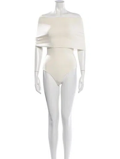 Pre-owned Khaite Off-the-shoulder Sleeveless Bodysuit In White
