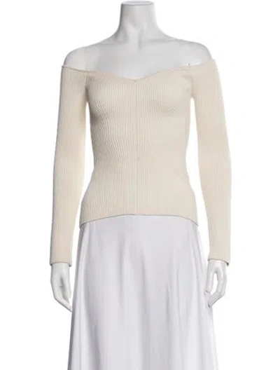 Pre-owned Khaite Off-the-shoulder Sweater In White