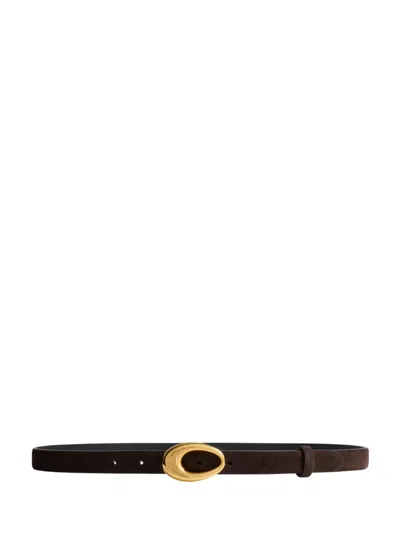 Khaite Olivia Oval-buckle Leather Belt In Black