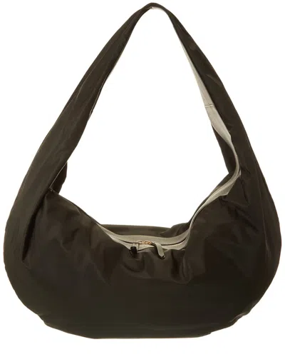 Khaite Olivia Extra Large Nylon & Leather Hobo Bag In Black