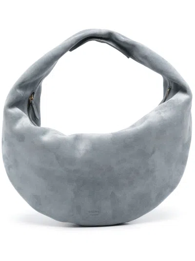 Khaite Olivia Hobo Medium Suede Handbag In Gray