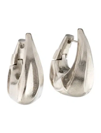 Pre-owned Khaite Olivia Hoop Earrings In Silver