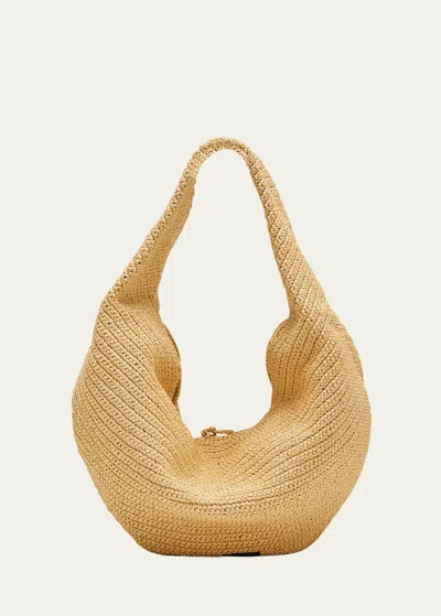 Khaite Olivia Large Raffia Hobo Bag In Natural