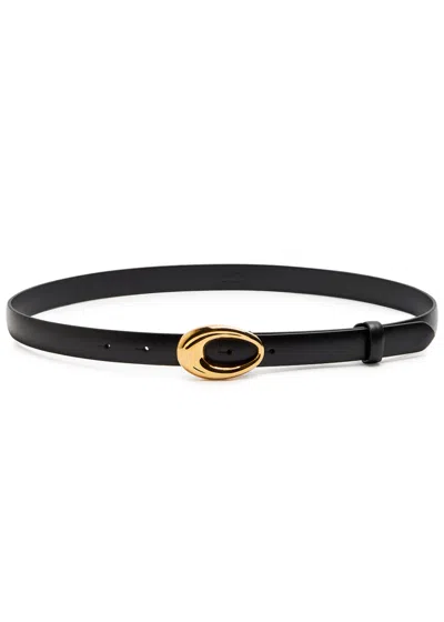 Khaite Olivia Leather Belt In Black