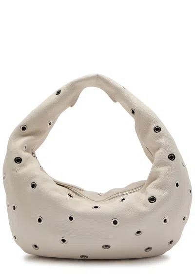 Khaite Olivia Medium Eyelet-embellished Leather Top Handle Bag In Ivory