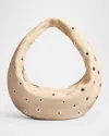 Khaite Olivia Medium Grommet Pebbled Calfskin Hobo Bag In Dark Ivory