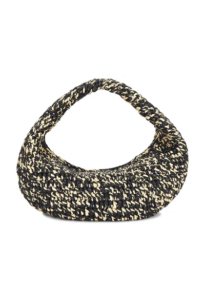 Khaite Olivia Medium Raffia Hobo Bag In Black & White