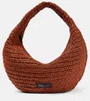 Khaite Olivia Medium Raffia Shoulder Bag In Red Wood