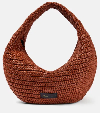 Khaite Olivia Medium Raffia Shoulder Bag In Red Wood