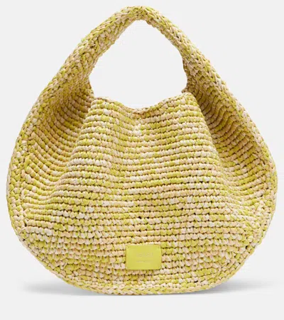 Khaite Olivia Medium Raffia Top-handle Bag In Yellow