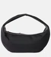Khaite Olivia Sport Medium Textured Leather-trimmed Shell Shoulder Bag In Black