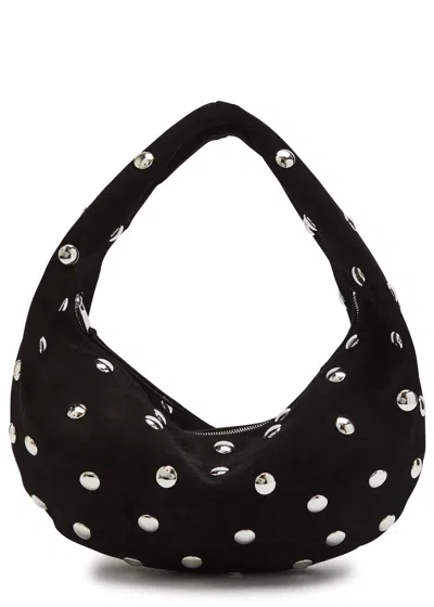 Khaite Olivia Medium Studded Suede Top Handle Bag In Black