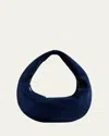 Khaite Olivia Medium Suede Hobo Bag In Blue