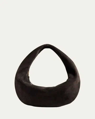 Khaite Olivia Medium Suede Hobo Bag In Brown