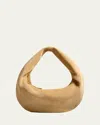 Khaite Olivia Medium Suede Hobo Bag In Wheat