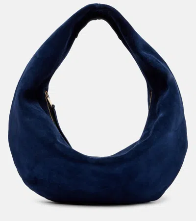 Khaite Olivia Medium Suede Shoulder Bag In Blue