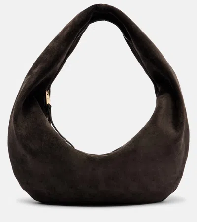 Khaite Olivia Medium Suede Shoulder Bag In Brown