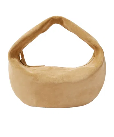 Khaite Olivia Medium Suede Shoulder Bag In Neutral