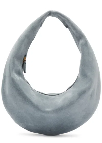 Khaite Olivia Medium Suede Top Handle Bag In Light Blue