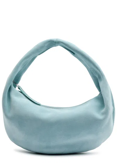 Khaite Olivia Medium Suede Top Handle Bag In Light Blue