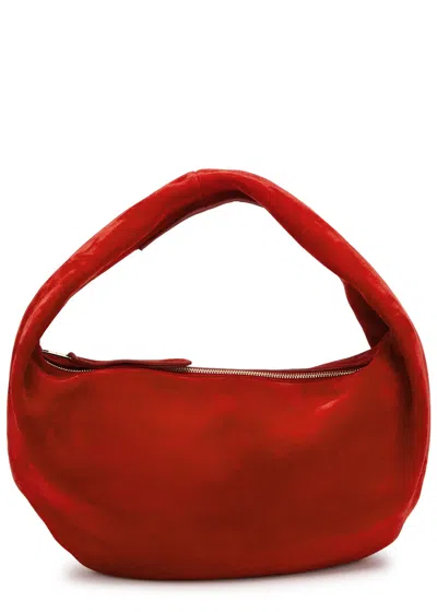 Khaite Olivia Medium Suede Top Handle Bag In Red