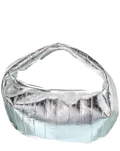 Khaite Olivia Metallic Leather Hobo Bag In Silver