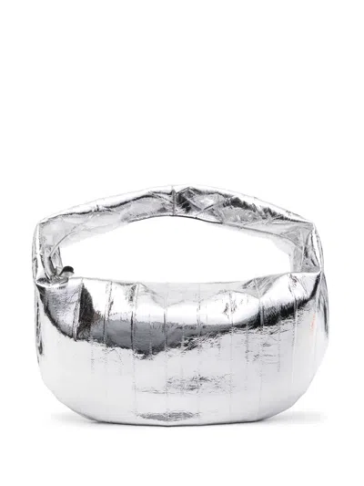 Khaite Olivia Metallic Leather Tote Bag In Silver