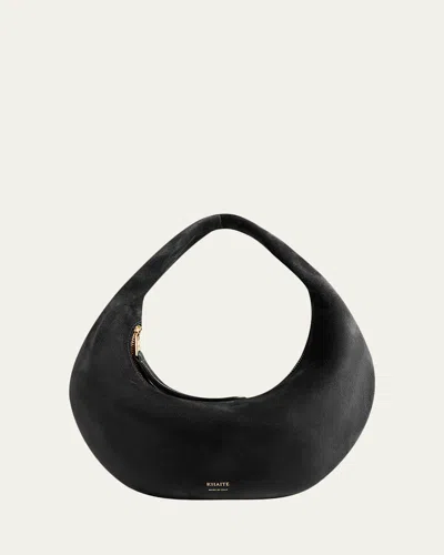 Khaite Olivia Mini Suede Hobo Bag In Black