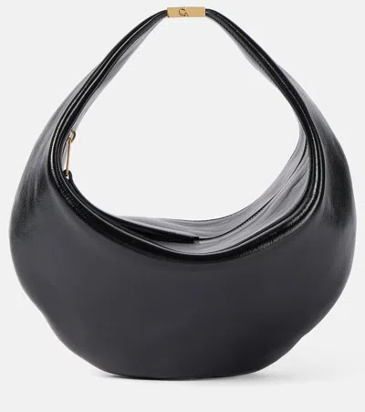 Khaite Olivia Small Leather Shoulder Bag In Black