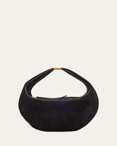 Khaite Olivia Small Suede Shoulder Bag In Black