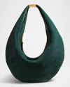 Khaite Olivia Small Suede Shoulder Bag In English Green