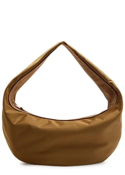 Khaite Olivia Sport Medium Nylon And Suede Hobo Bag In Sand