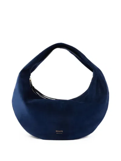 Khaite Olivia Mini Suede Shoulder Bag In Blue