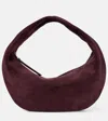Khaite Medium Olivia Suede Hobo Bag In Red