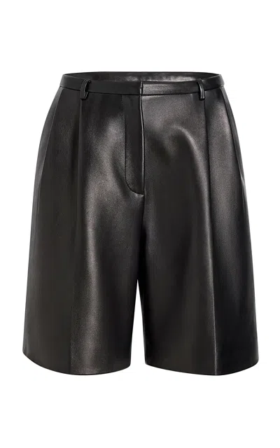 Khaite Ollie Knee-length Leather Shorts In Black