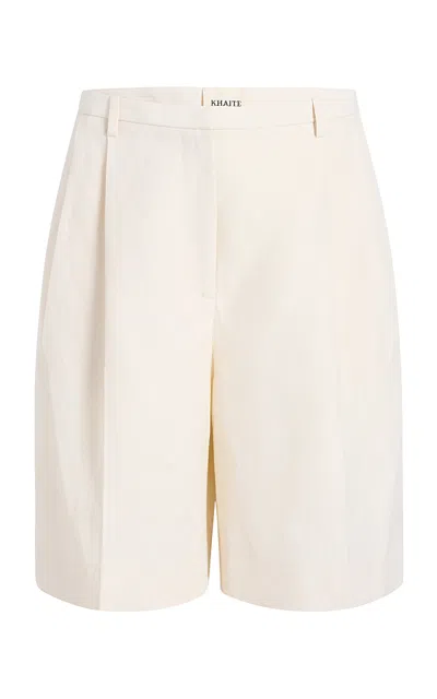 Khaite Ollie Knee-length Linen-blend Shorts In White