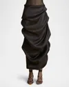 Khaite Olula Draped Silk Maxi Skirt In Black