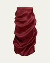 Khaite Olula Draped Silk-gazar Midi Skirt In Oxblood