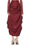 Khaite Olula Draped Silk-gazar Midi Skirt In Oxblood