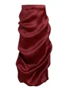 Khaite Olula Draped Silk-gazar Midi Skirt In Oxblood
