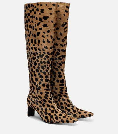 Khaite Ona 55 Calf-hair Knee-high Boots In Animal Print